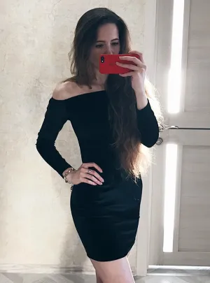 TastyHottie - Sexy Off Shoulder Sheath Velvet Dress