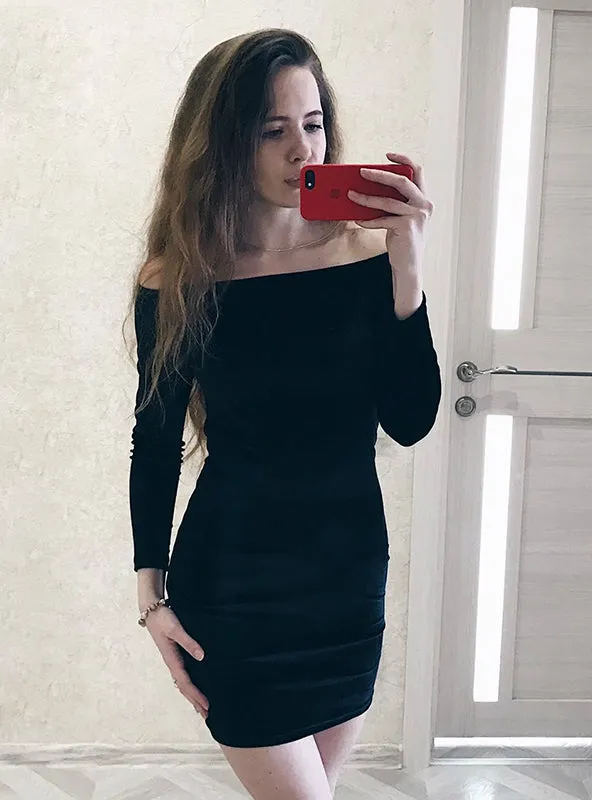 TastyHottie - Sexy Off Shoulder Sheath Velvet Dress