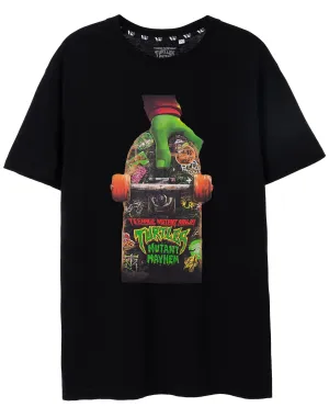 Teenage Mutant Ninja Turtles Mens Black Mutant Mayhem Skateboard Design Short-Sleeved T-Shirt