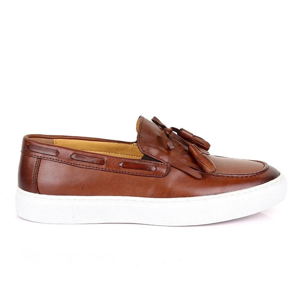 Terry Taylors Lashes Tassel Brown Leather Sneaker Shoe