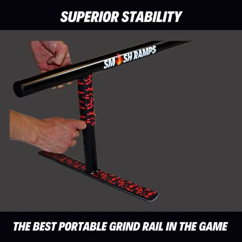 The Round Bar Pro Grind Rail - Portable Skate Rail With Adjustable Incline Feature