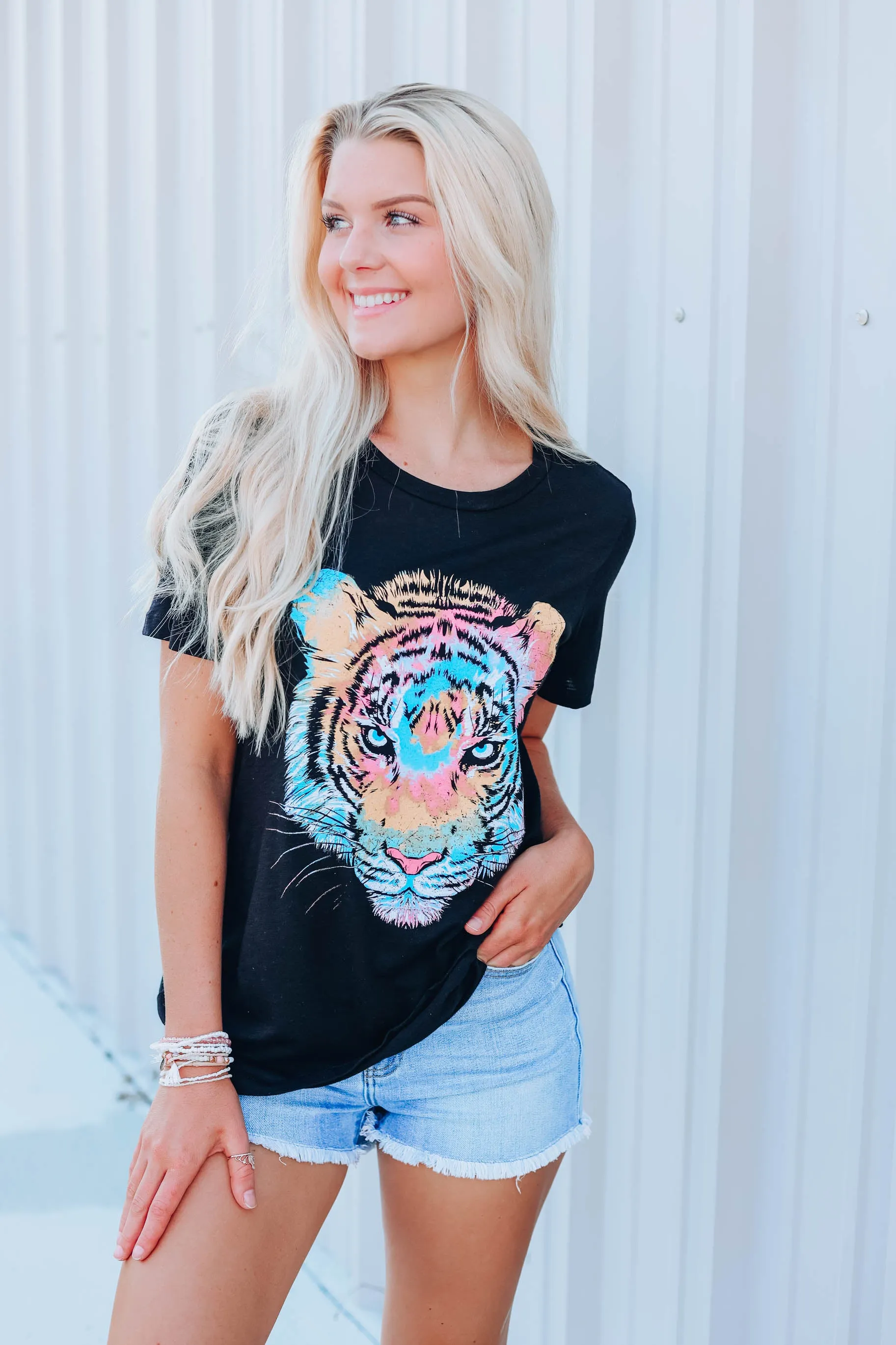 Tiger Tie Dye Graphic Tee - Black