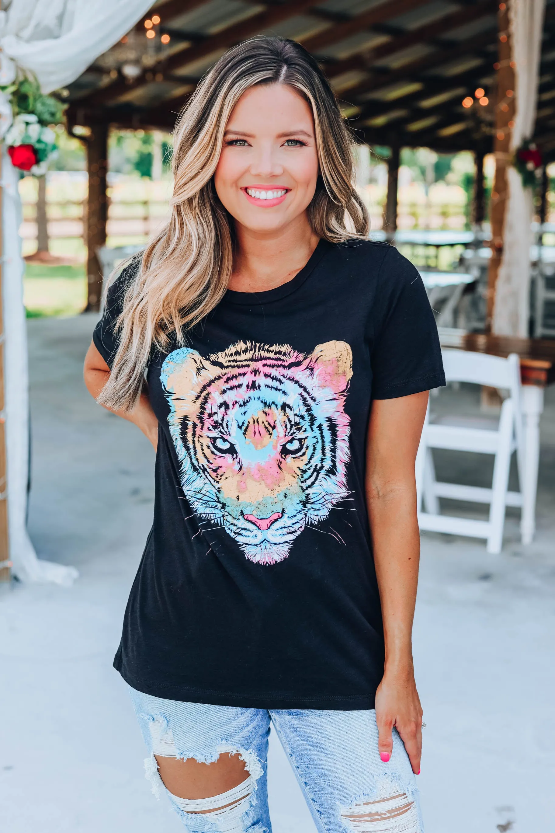 Tiger Tie Dye Graphic Tee - Black