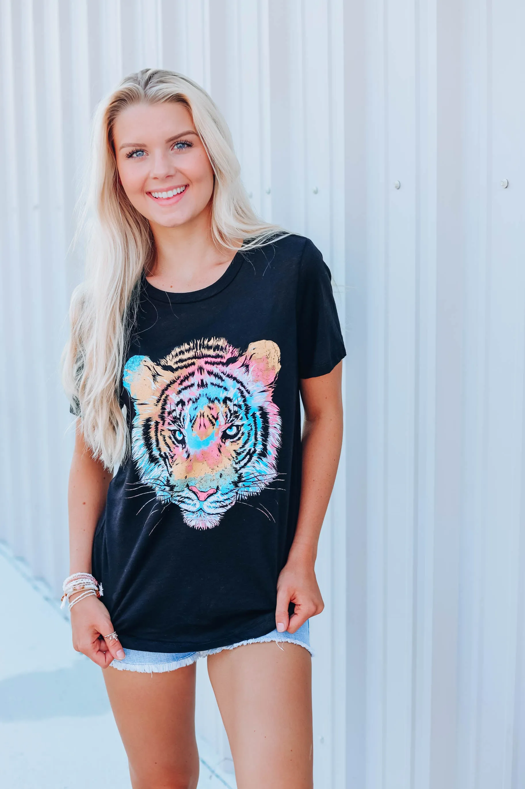 Tiger Tie Dye Graphic Tee - Black