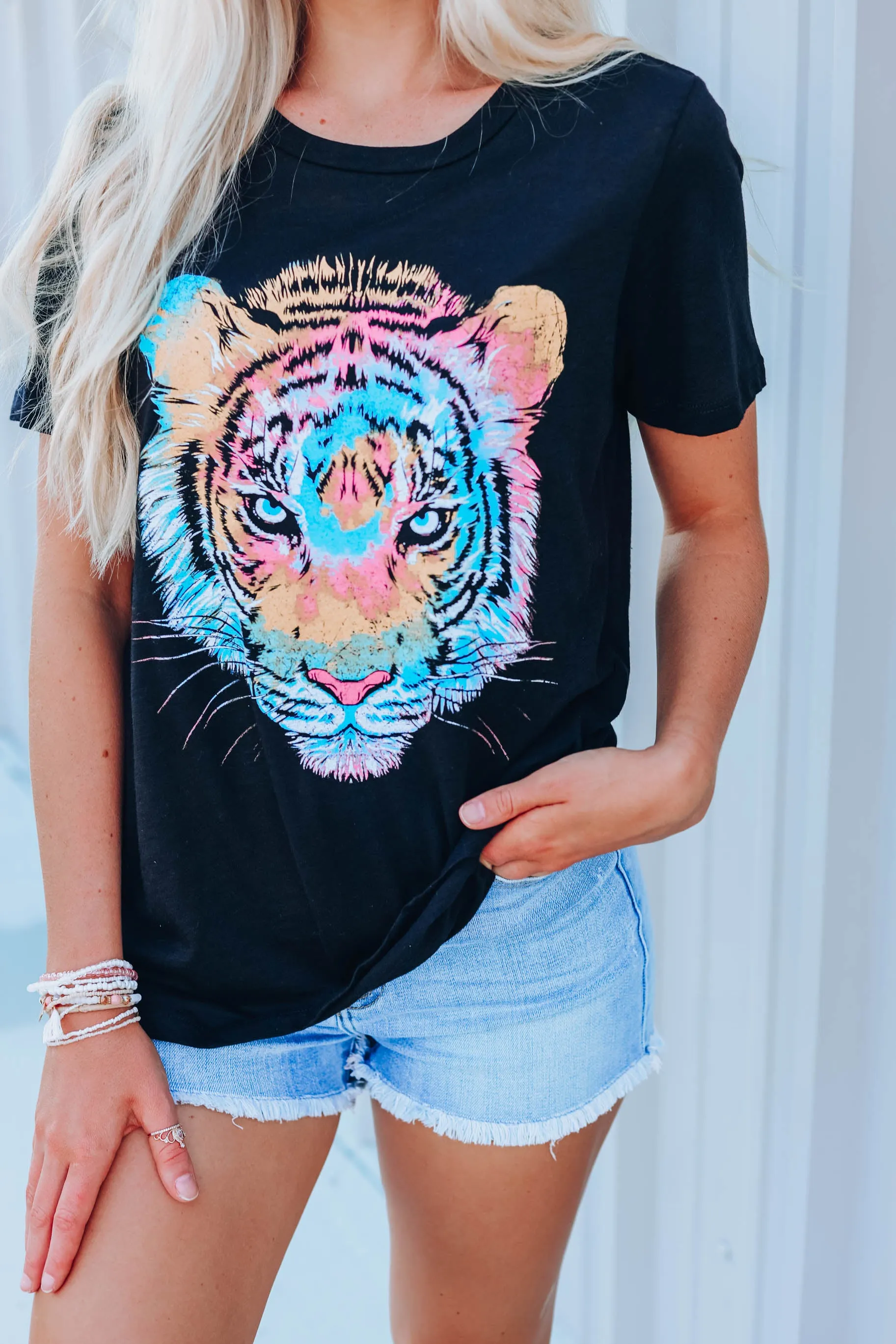 Tiger Tie Dye Graphic Tee - Black