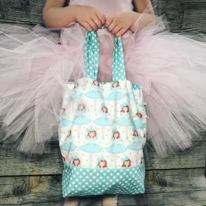 Toddler Sized Reversible Tote Ballerina Print