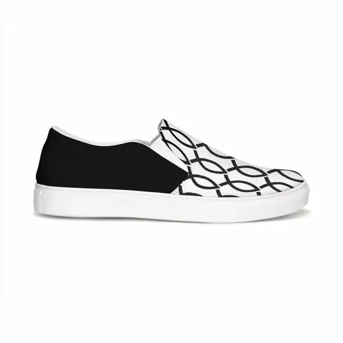 Uniquely You Womens Sneakers - Black & White Ichthys Style Low Top