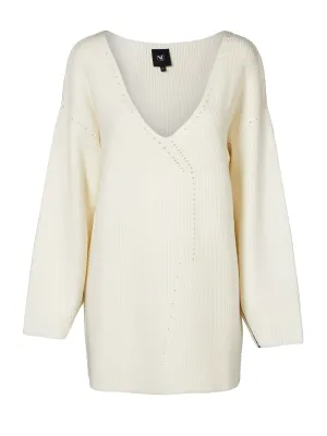 VINCA long knit blouse - Creme