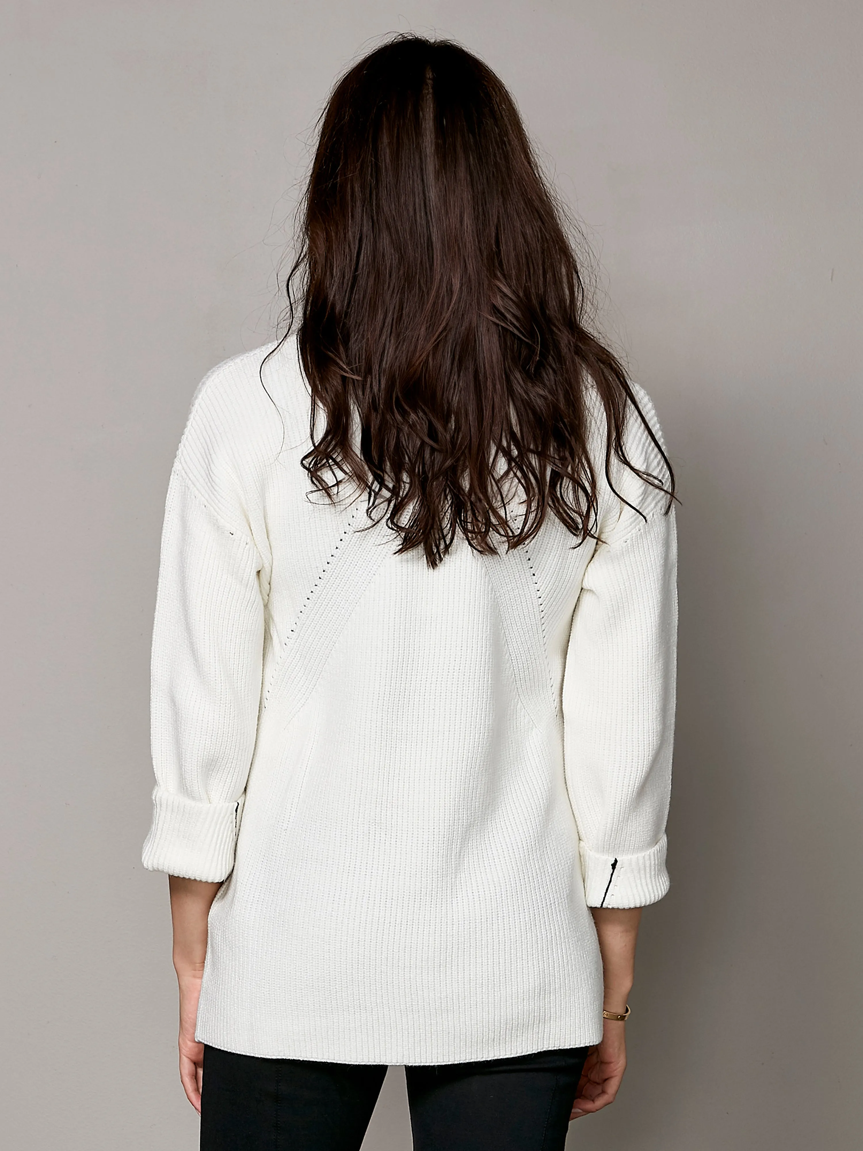 VINCA long knit blouse - Creme