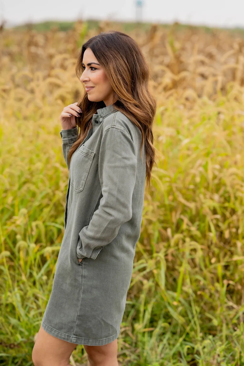 Vintage Washed Button Up Dress