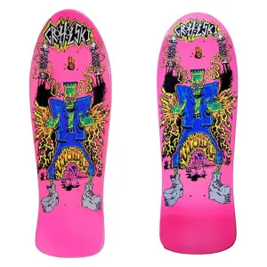 Vision 10.25" x 31.25" "Double Take" Neon Pink with Krystal Clear Grip  Groholski Frankenstein Skateboard Deck