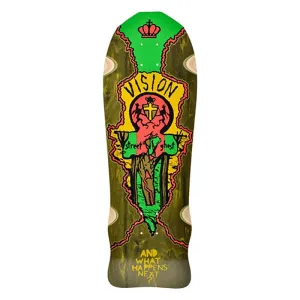 Vision 9.75" x 29.75" Street Old Ghost Army Green Stain Skateboard Deck