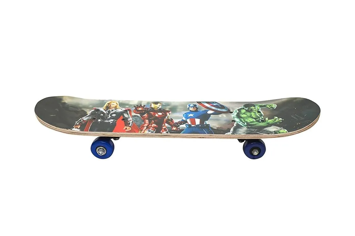 WEOL Wooden Skate Board for Kids/Girl/Boys 3-12 Years Portable Handheld Skateboard 4 Wheels Mini Cruiser 24 x 6 Inch Skating Board Beginners Long Board for Boys, Kids (Avenger Print)