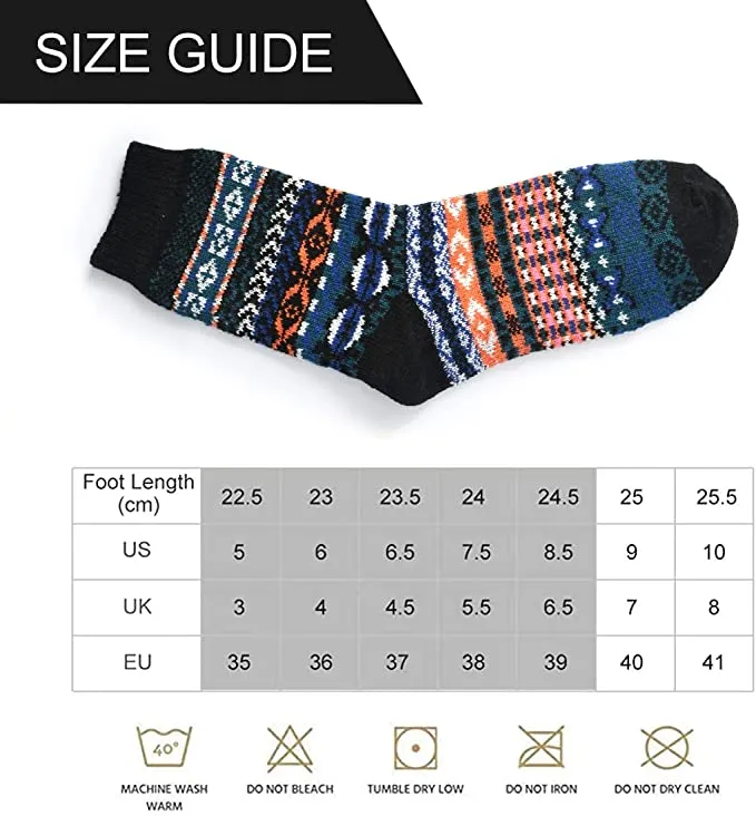 Winter Socks - #08LFWKCKY-1  - 5 Pairs Womens Thick Knitted Wool Warm Socks