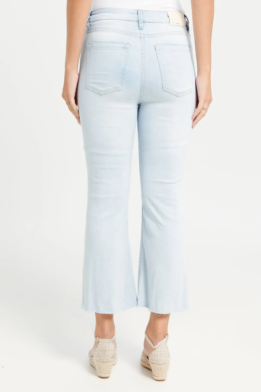 Women Blue Cropped Flared Jeans