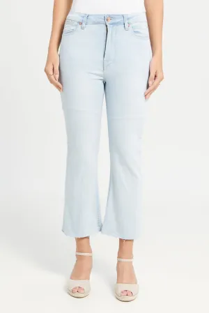 Women Blue Cropped Flared Jeans