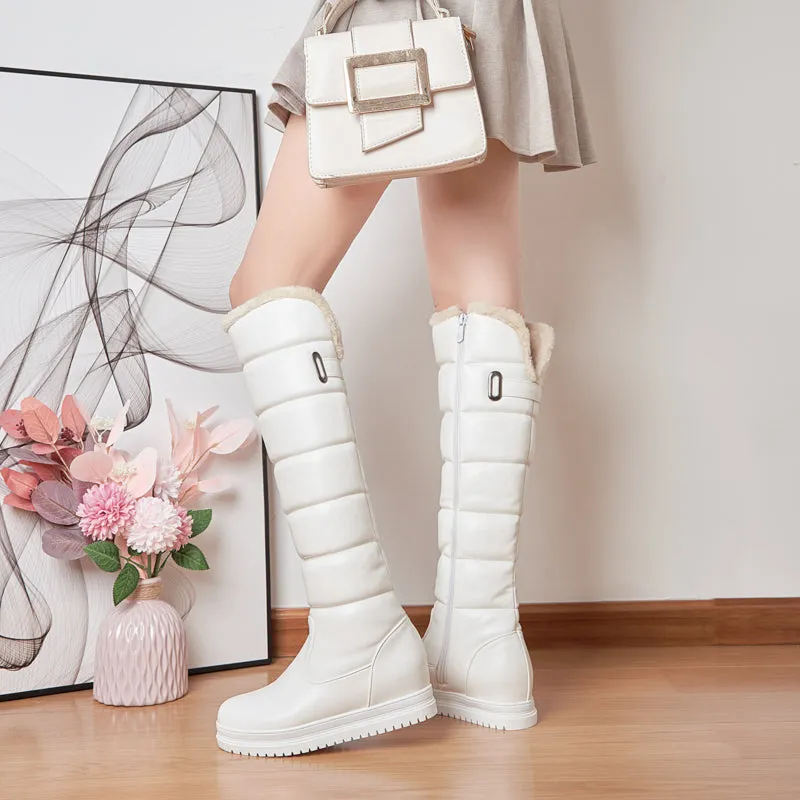 Women Snow Boots Winter Knee High Plush Lined Shoes