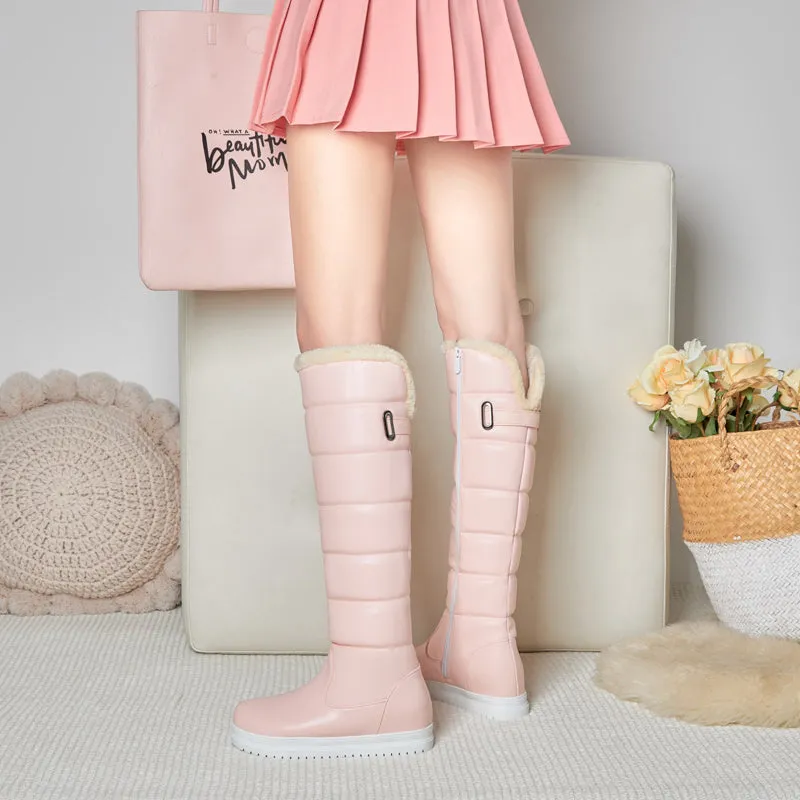 Women Snow Boots Winter Knee High Plush Lined Shoes