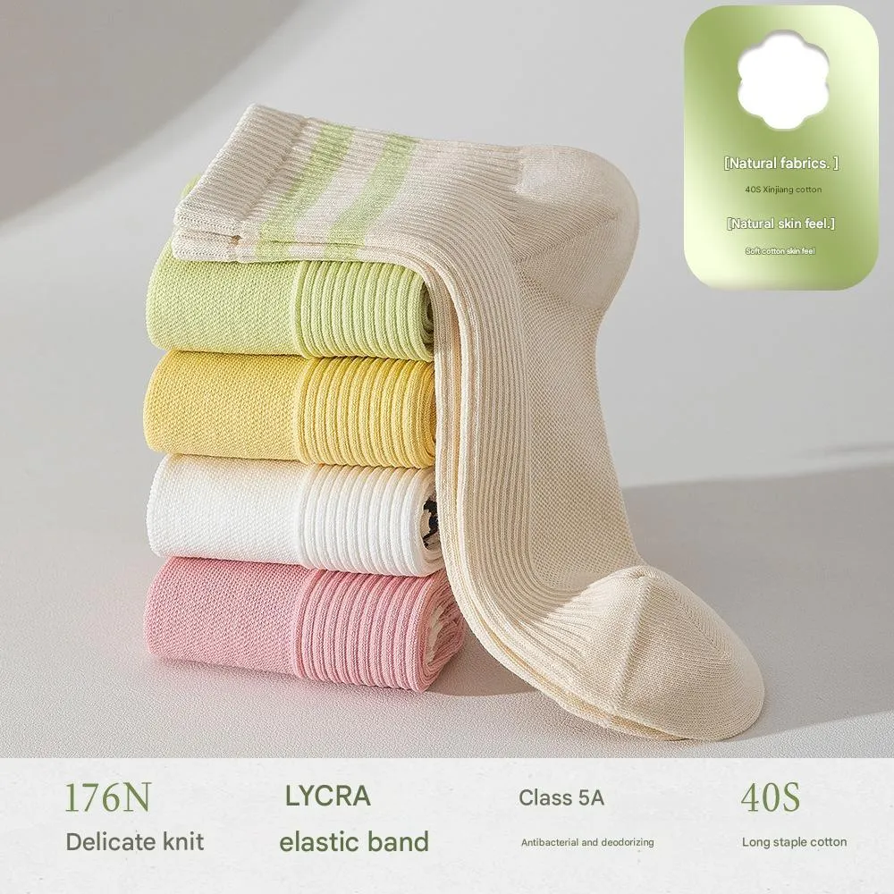 Women's 5A Antibacterial Breathable Striped Socks