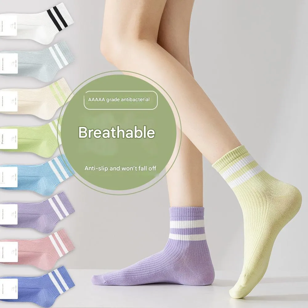 Women's 5A Antibacterial Breathable Striped Socks