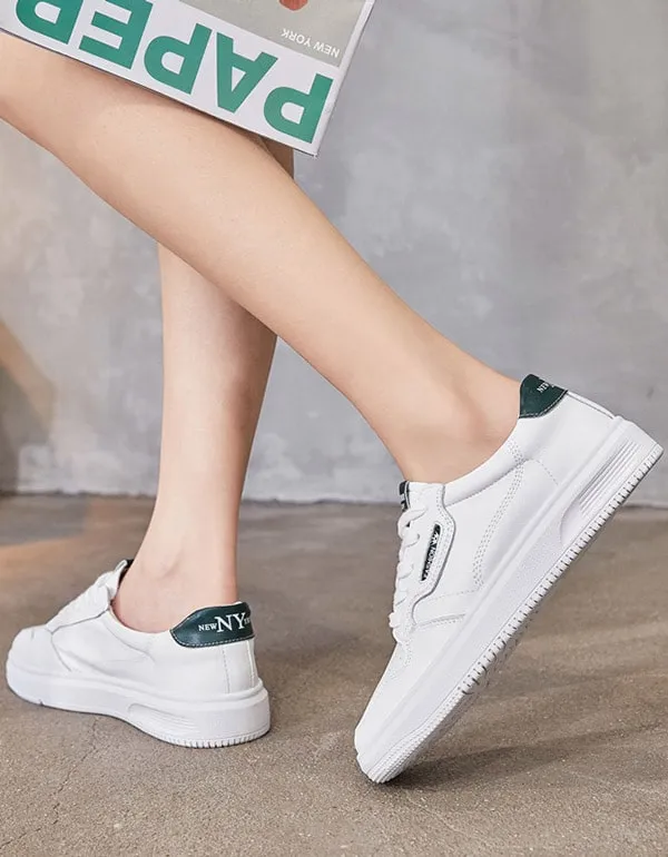 Women's Casual White Leather Sneakers