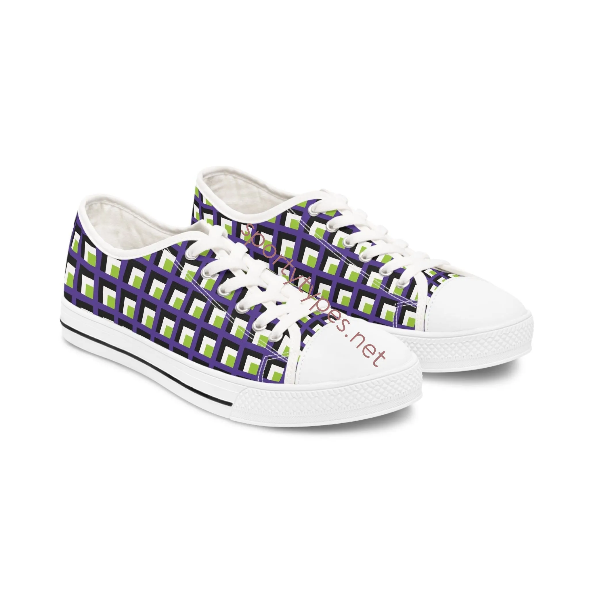 Women's Multicolored Geometric Low Top Canvas Sneakers