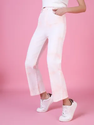 Women's Peach Solid Fit Denim Jeans