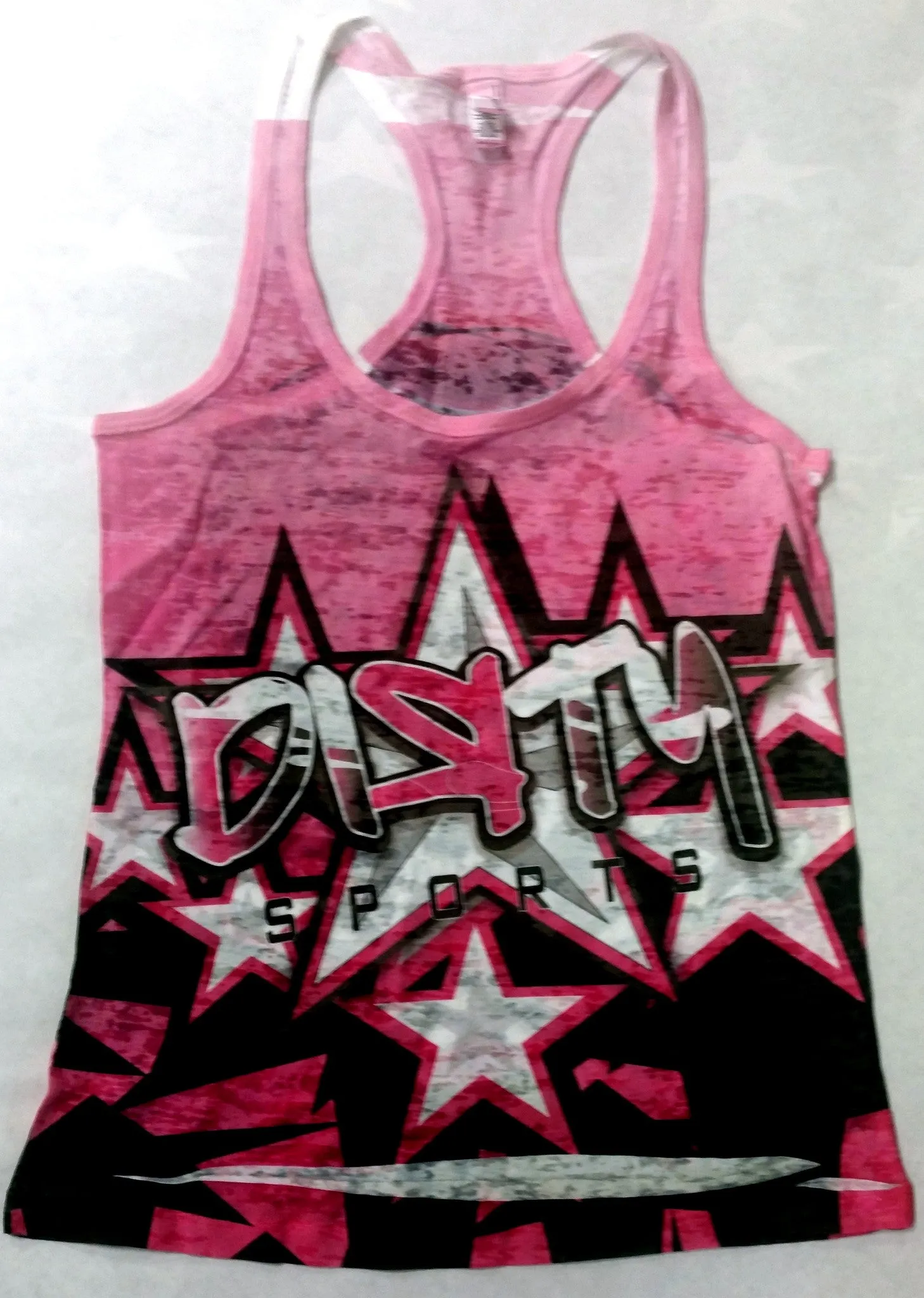 Women's Pink TANK w/DIRTY Star Logos on Front, Skull in Flip Hat on Back