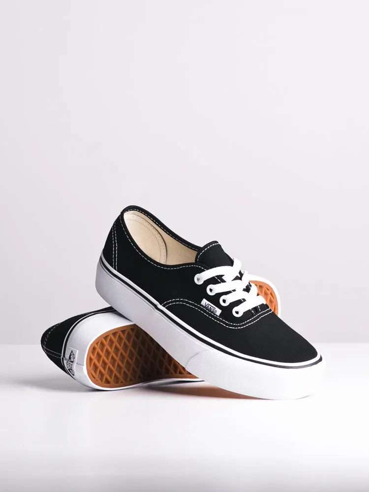 WOMENS VANS AUTHENTIC PLATFORM 2.0 BLACK CANVAS SHOES - CLEARANCE