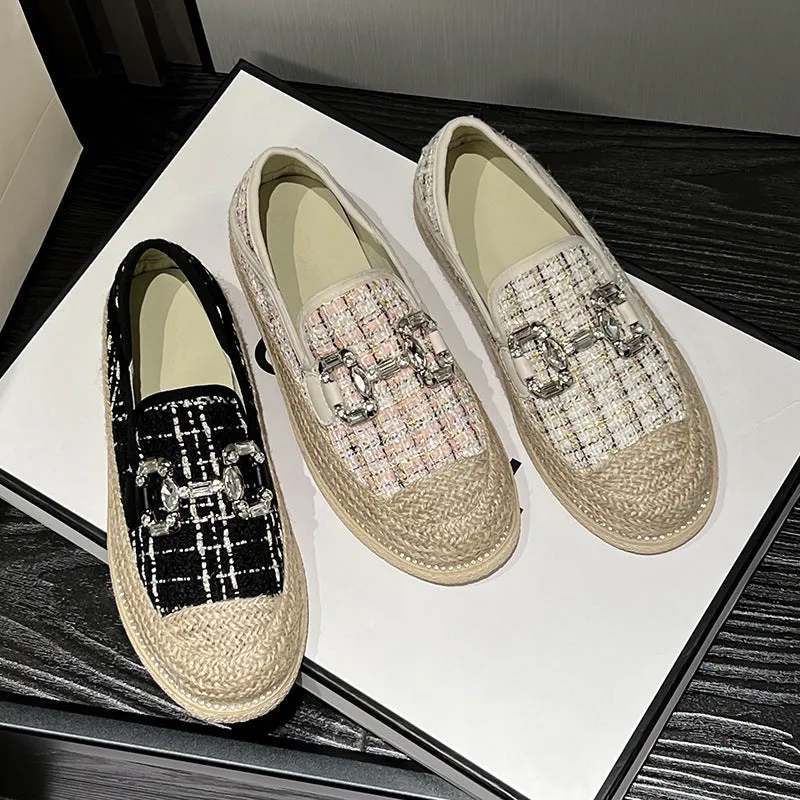 Women's Woven Flat Cloth Platform Slip-on Lofter Canvas Shoes