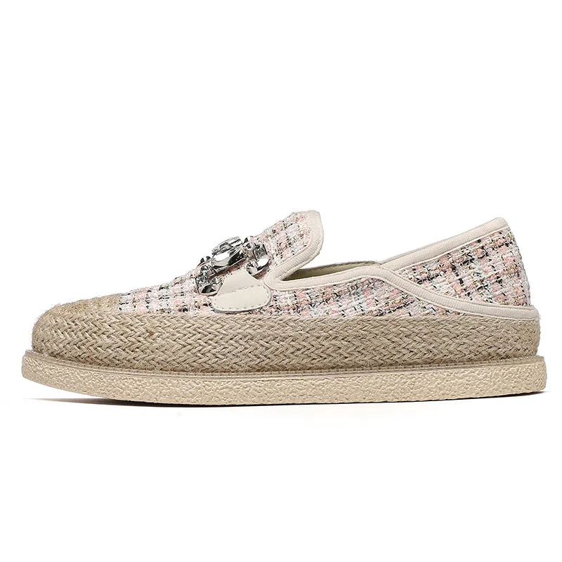 Women's Woven Flat Cloth Platform Slip-on Lofter Canvas Shoes