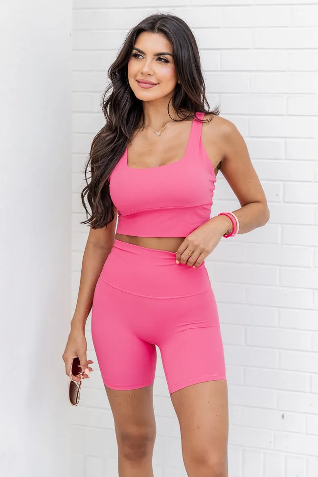 Work In Progress Pink Square Neck Sports Bra Top FINAL SALE