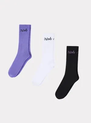 YC Sock 3-Pack White/Lilac/Black