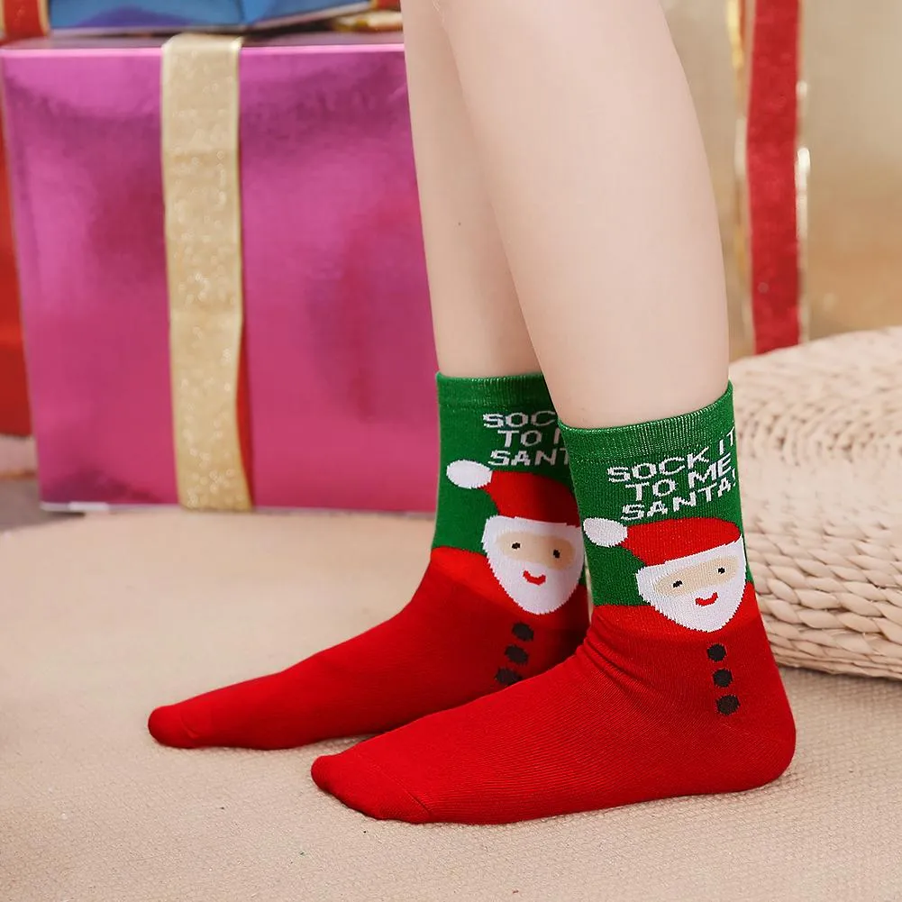 ZFSOCK 5 Pairs of Vibrant Christmas Crew Socks for Women